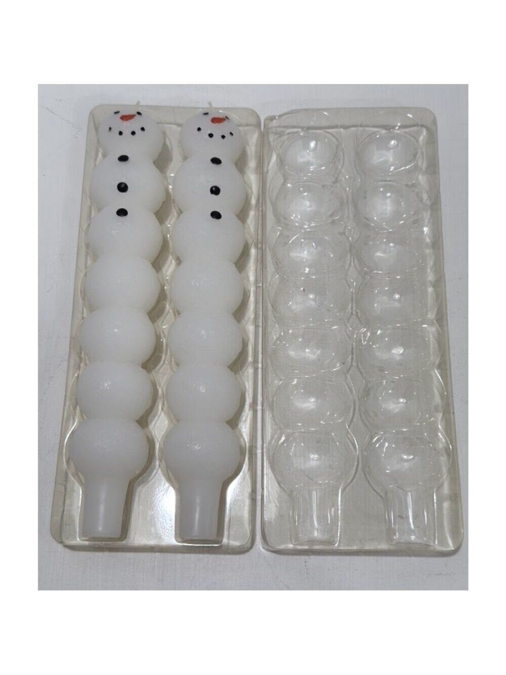 NIB Vintage Christmas Snowmen Candles Tapers 10" New In Box 1 Inch Base